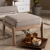 Mid Century Modern Light Gray Upholstered Ottoman - Petra