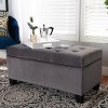 162-10458-RCW Contemporary Gray Velvet Upholstered Storage Ottoman - Vonda