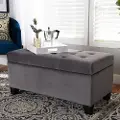 162-10458-RCW Contemporary Gray Velvet Upholstered Storage Ottoman - Vonda
