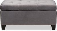 Contemporary Gray Velvet Upholstered Storage Ottoman - Vonda-4