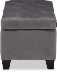 Contemporary Gray Velvet Upholstered Storage Ottoman - Vonda-5