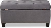 Contemporary Gray Velvet Upholstered Storage Ottoman - Vonda-6