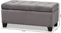 Contemporary Gray Velvet Upholstered Storage Ottoman - Vonda-8