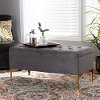 162-10462-RCW Glam Gray Velvet Upholstered Storage Ottoman - Gorden