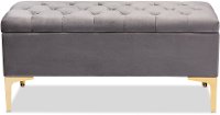 162-10462-RCW Glam Gray Velvet Upholstered Storage Ottoman - Gorden-3