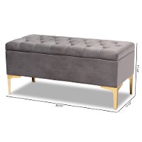162-10462-RCW Glam Gray Velvet Upholstered Storage Ottoman - Gorden-4