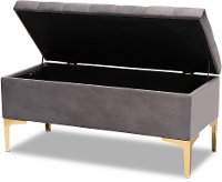 162-10462-RCW Glam Gray Velvet Upholstered Storage Ottoman - Gorden-5