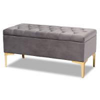 162-10462-RCW Glam Gray Velvet Upholstered Storage Ottoman - Gorden-7