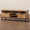 162-10294-RCW Contemporary Industrial Oak Wood and Black Metal TV Stand - Candi