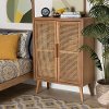 162-10554-RCW Mid Century Modern Rattan 2 Door Accent Cabinet - Trudi