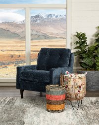 Modern Indigo Blue Upholstered Accent Chair - Trevin-2