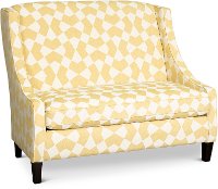 Contemporary Yellow and White Wingback Settee - Prost