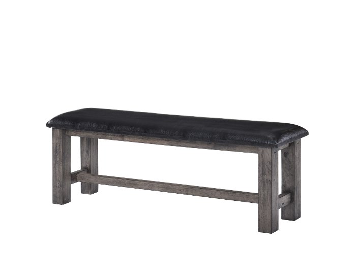 Rustic Gray Upholstered Dining Room Bench - Nash