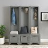 KF33008GY Distressed Gray 3 Piece Hall Tree Entryway Set - Tara