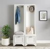KF33007WH Distressed White Hall Tree 2 Piece Entryway Set - Tara