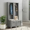 KF33007GY Distressed Gray 2 Piece Hall Tree Entryway Set - Tara