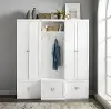 KF31012WH Harper White 3 Piece Hall Tree and Two Pantry Closets Entryway Set