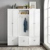 KF31012WH White 3 Piece Hall Tree and Two Pantry Closets Entryway Set - Harper
