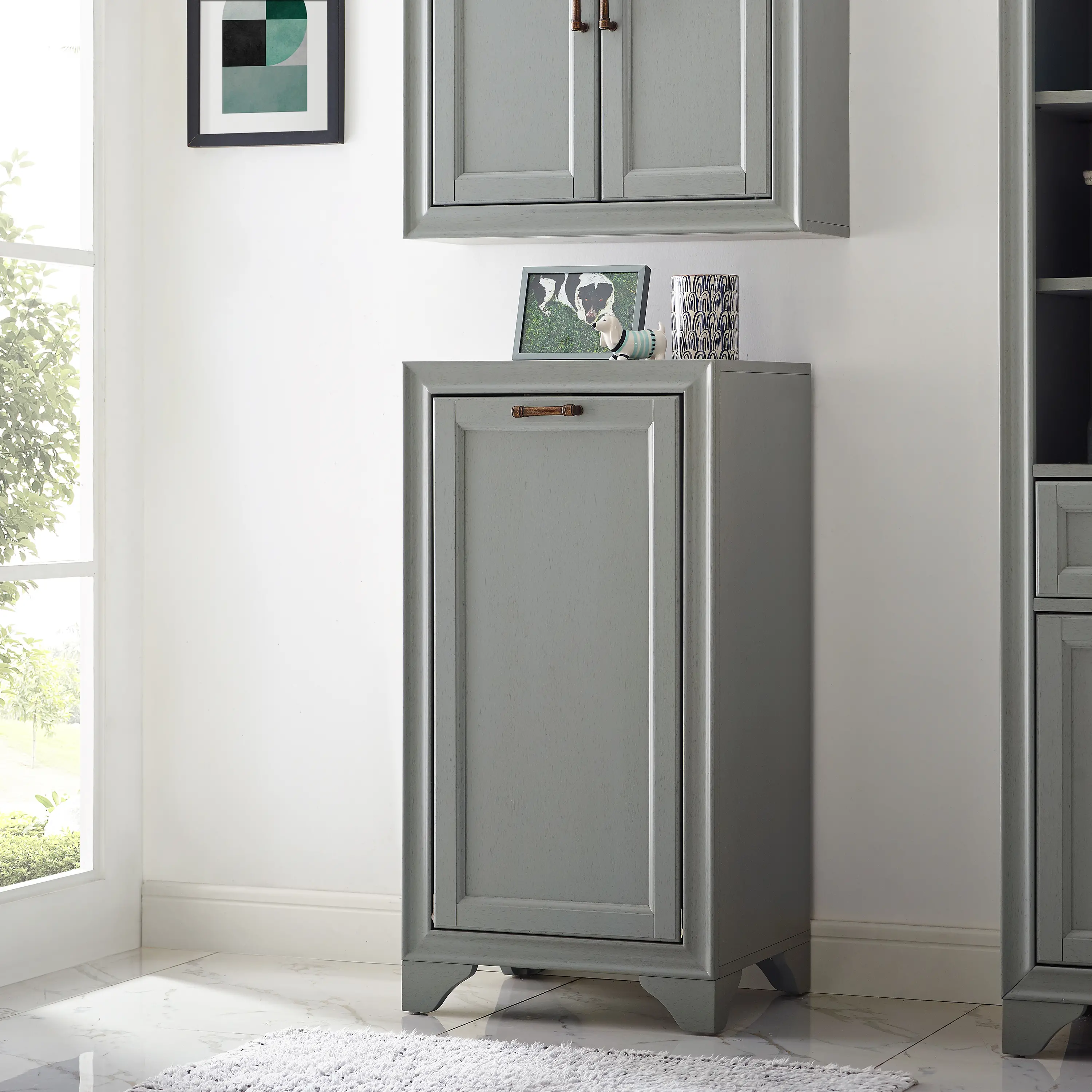 CF7009-GY Tara Transitional Gray Linen Hamper-1