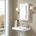 CF7005-WH Lydia Transitional White Mirrored Storage Wall Cabinet