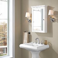 CF7005-WH Transitional White Mirrored Storage Wall Cabinet - Lydia