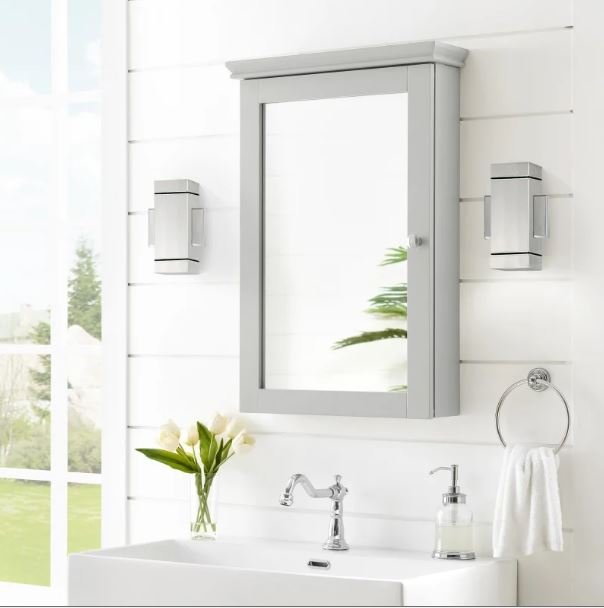 CF7005-GY Lydia Transitional Gray Mirrored Storage Wall Cabinet-1