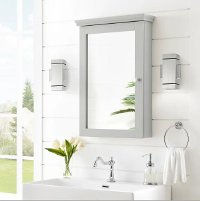 CF7005-GY Transitional Gray Mirrored Storage Wall Cabinet - Lydia