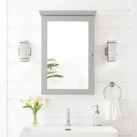 CF7005-GY Transitional Gray Mirrored Storage Wall Cabinet - Lydia-2