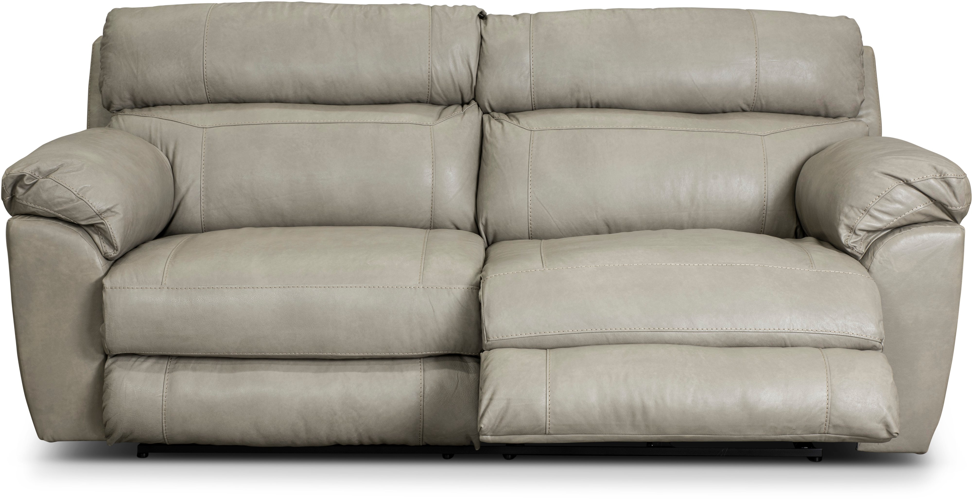 Costa Putty Beige Lay Flat Leather Power Reclining Sofa-1