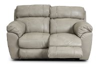 Putty Beige Lay Flat Leather Power Reclining Loveseat - Costa-2