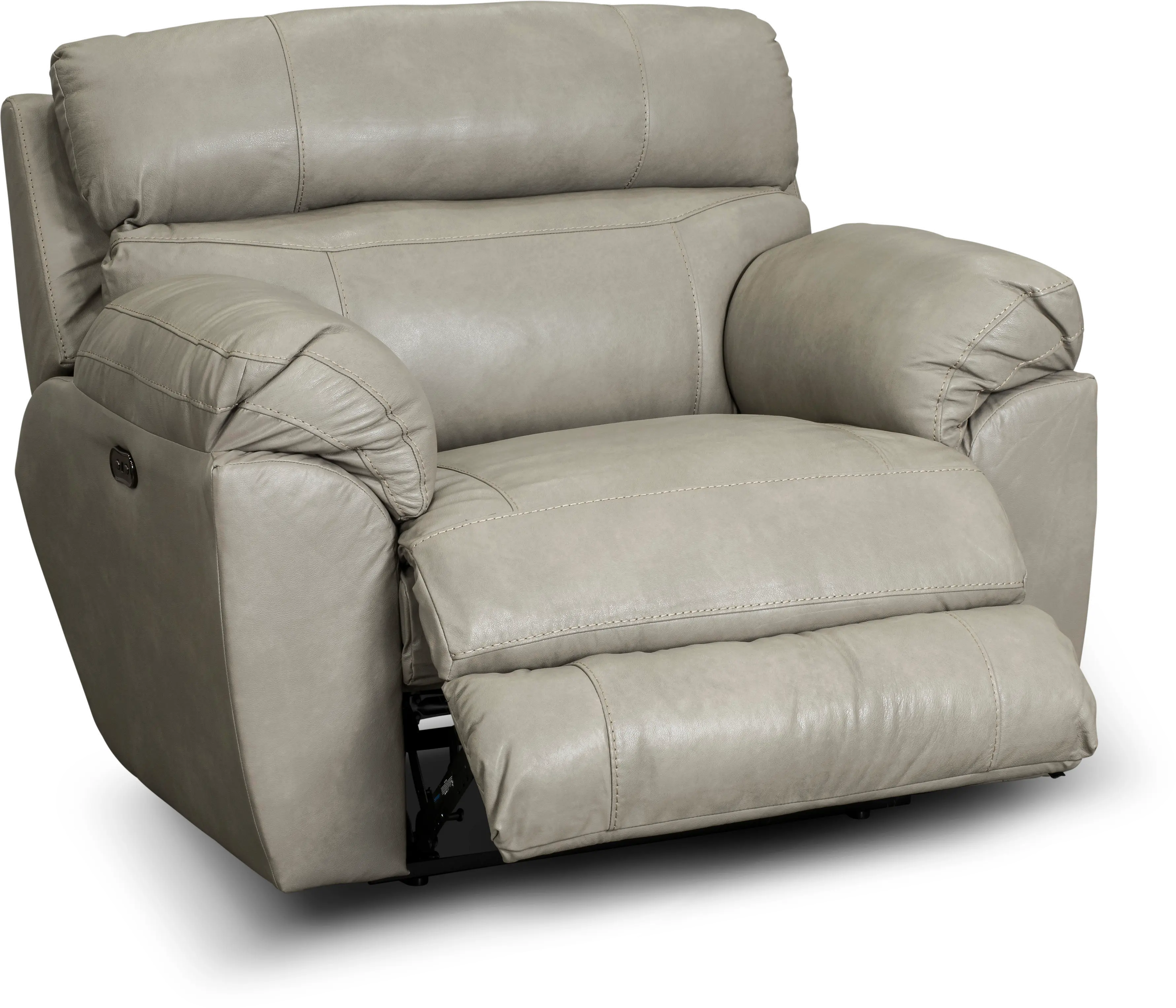 64070-7 Costa Putty Beige Lay Flat Leather Power Recliner-1