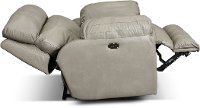 Putty Beige Lay Flat Leather Power Recliner - Costa-3