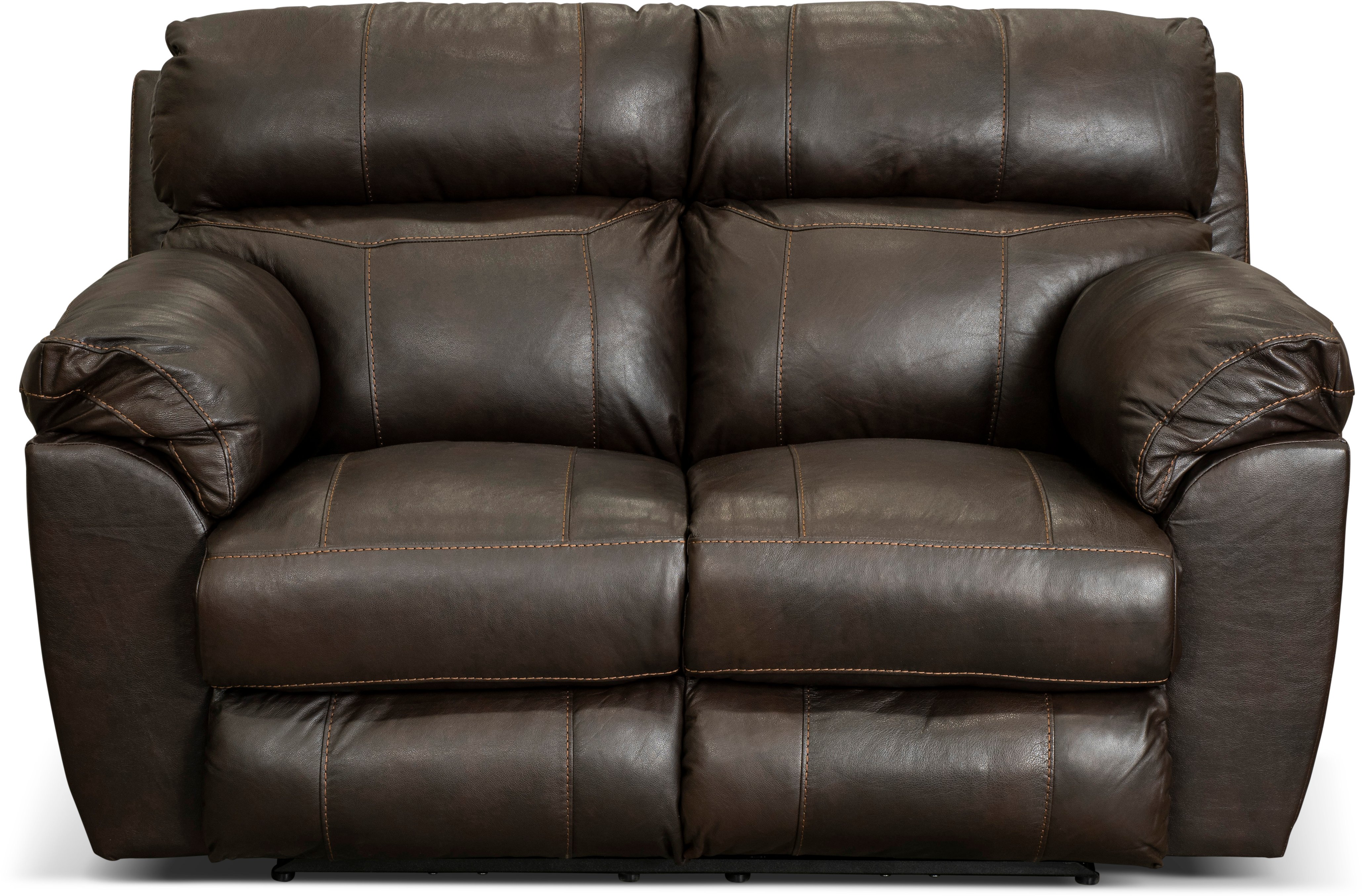 Costa Chocolate Brown Lay Flat Leather Power Reclining Loveseat-1