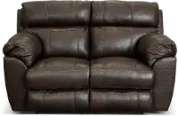 64072 Costa Chocolate Brown Lay Flat Leather Power Reclining Loveseat
