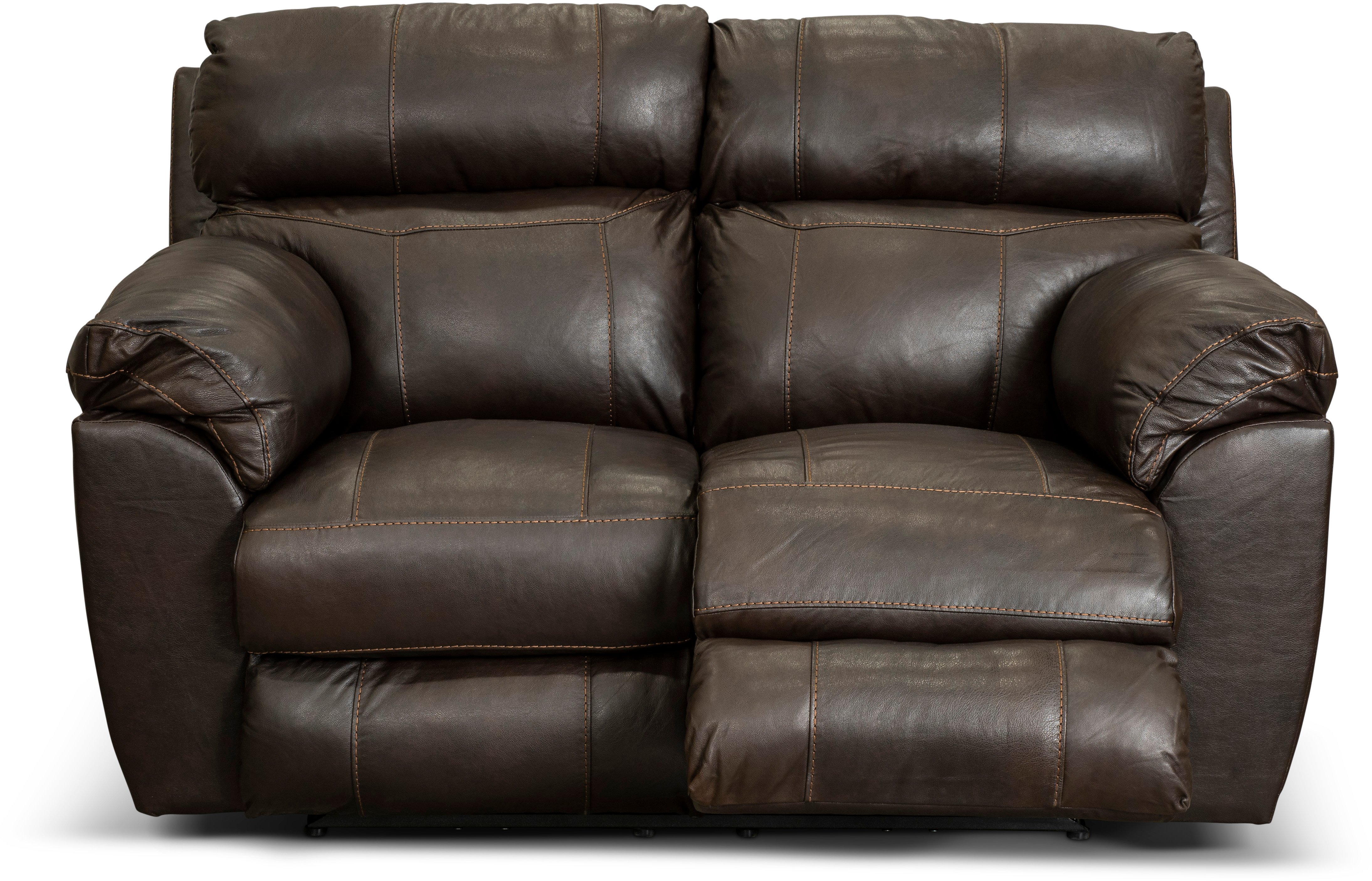 Costa Chocolate Brown Lay Flat Leather Power Reclining Loveseat-2