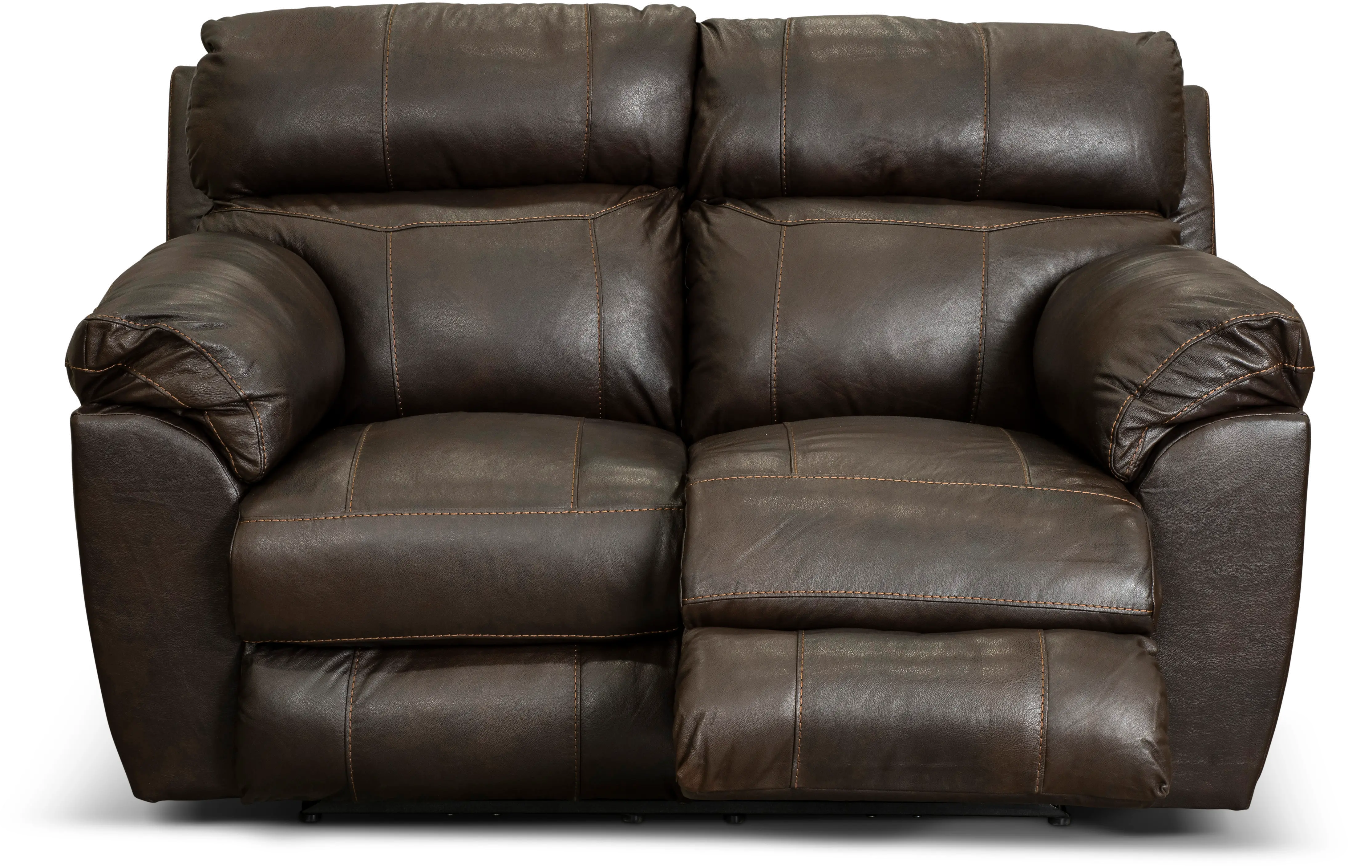 64072 Costa Chocolate Brown Lay Flat Leather Power Reclining Loveseat-2