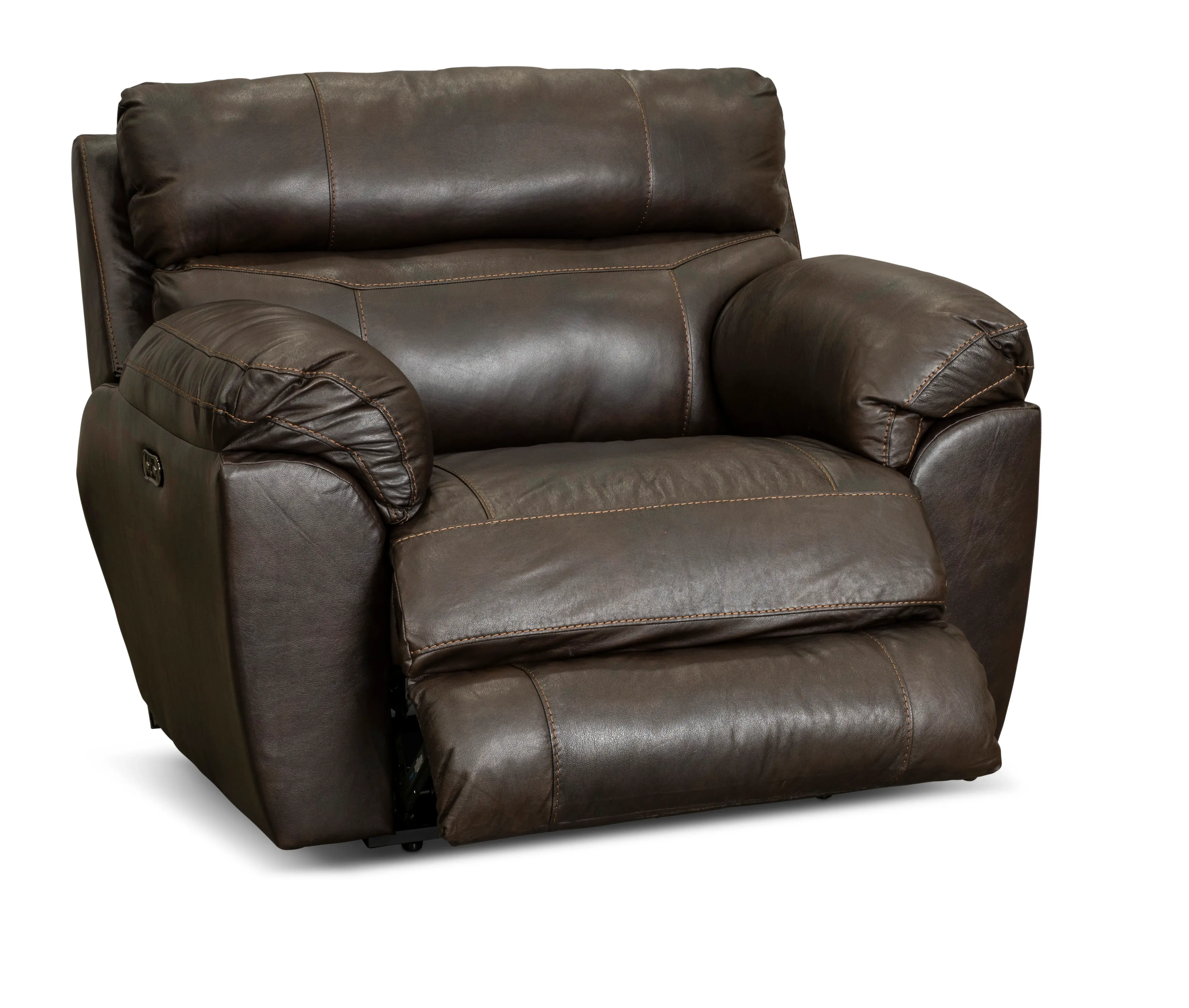 64070-7 Costa Chocolate Brown Lay Flat Leather Power Recliner-2