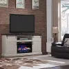 Cabaret White Wash 78 Fireplace TV Stand