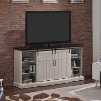 White Wash Fireplace TV Stand with Barndoor - Cabaret-2