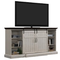 White Wash Fireplace TV Stand with Barndoor - Cabaret-3