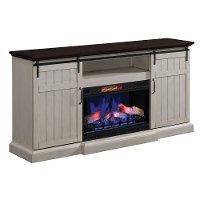 White Wash Fireplace TV Stand with Barndoor - Cabaret-4