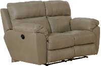 Putty Beige Lay Flat Leather Reclining Love Seat - Costa