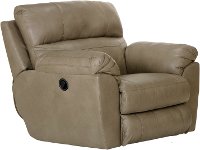 Putty Beige Leather Lay Flat Leather Recliner - Costa-1