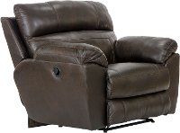 Chocolate Brown Lay Flat Leather Rocker Recliner - Costa