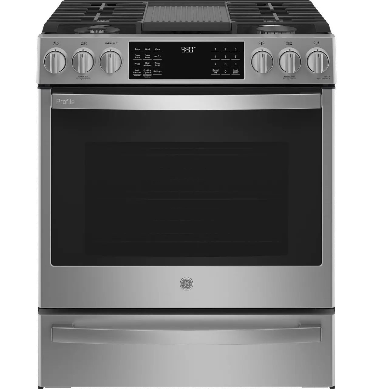 PGS930YPFS GE Profile 30 Inch Slide In Smart Gas Range with Convection - 5.3 cu. ft. Fingerprint Resistant Stainless Steel-1