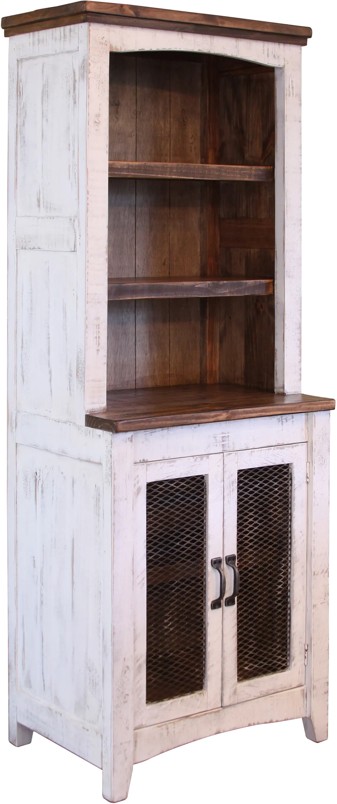 Pueblo Rustic White Bookcase-1