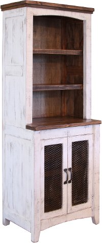 Pueblo Rustic White Bookcase-1