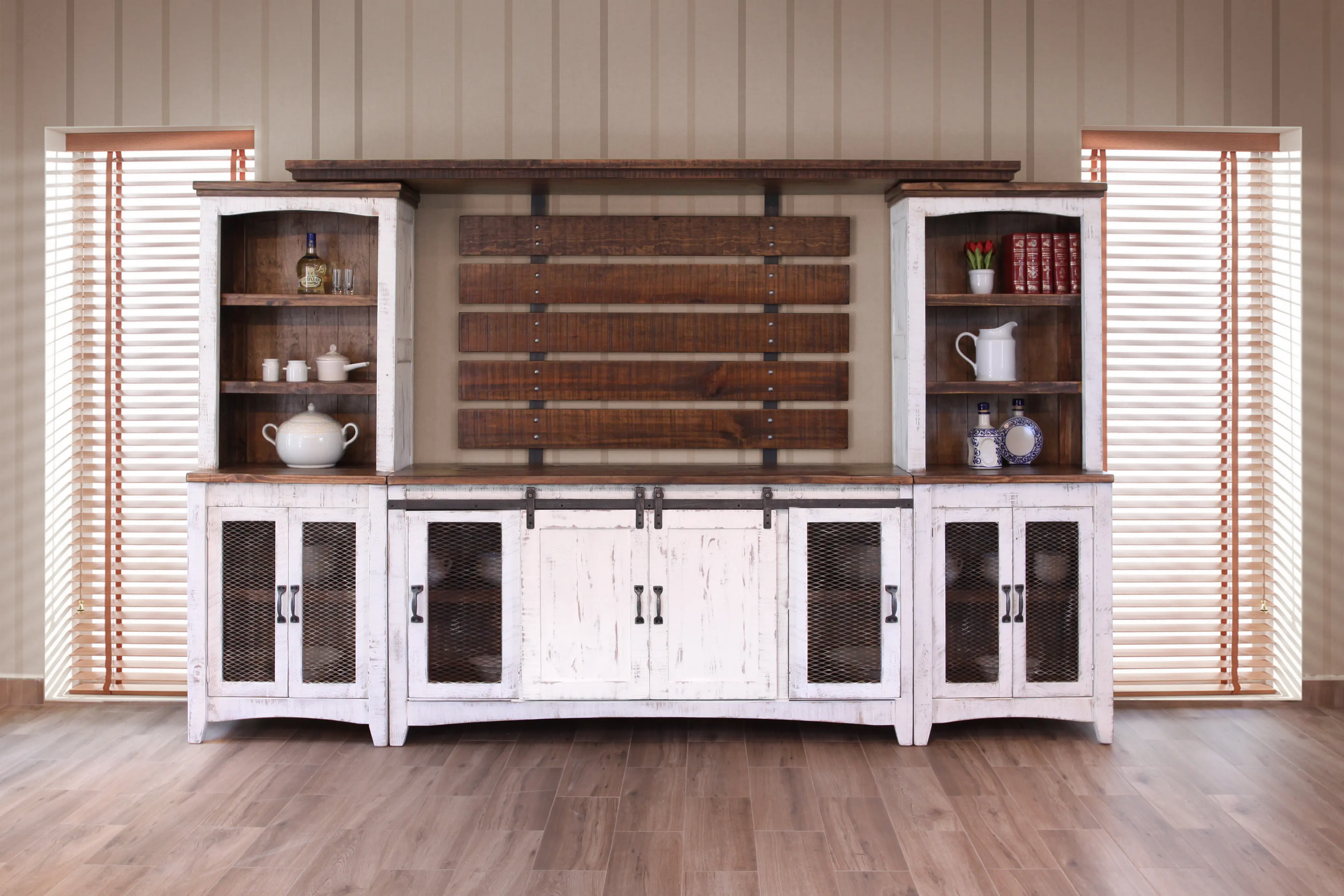 Pueblo Rustic White Bookcase-2