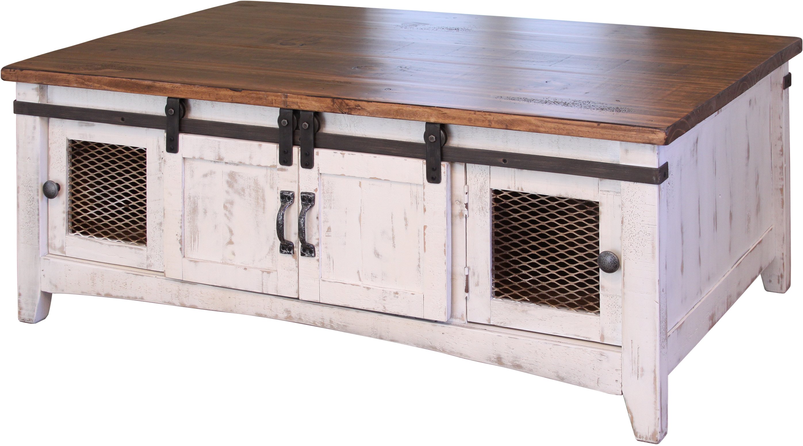 Pueblo Rustic White Coffee Table-1