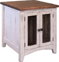 Pueblo Rustic White End Table-1